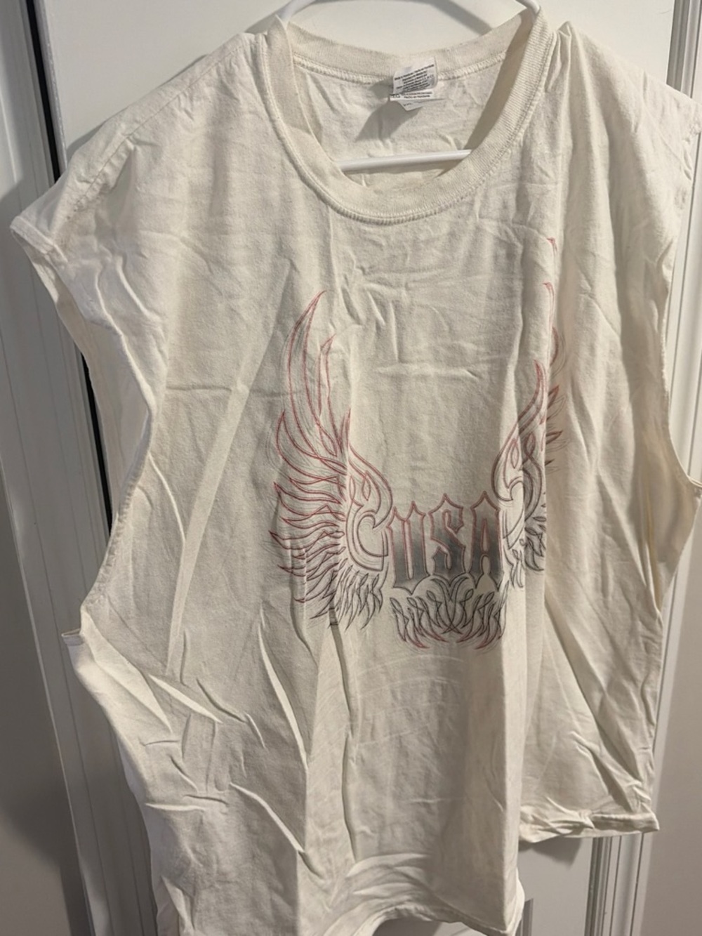 Gildan Cream Muscle Tee with USA Wing Graphic